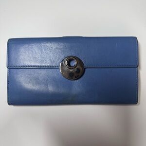 Gucci Blue Leather Wallet with Silver Hardware